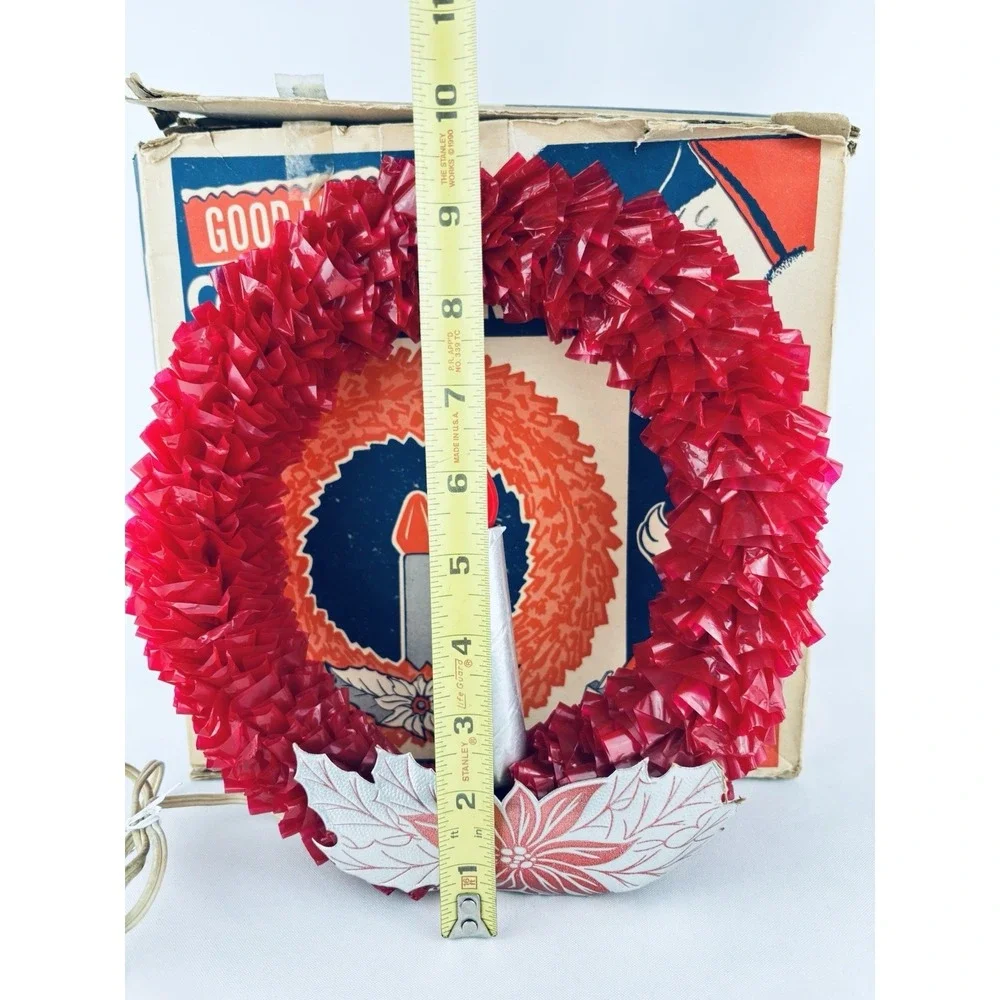 Vintage Good-Lite Electric Wreath of‎ Red Sparkling Cellophane Light Christmas